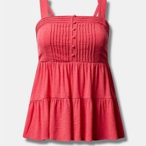 Swiss dot pin tuck tank